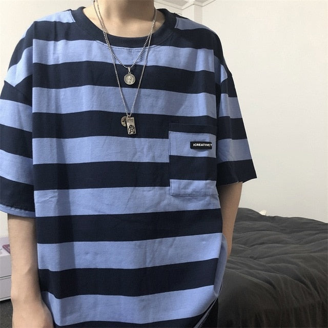 Pockets Striped Letter Print